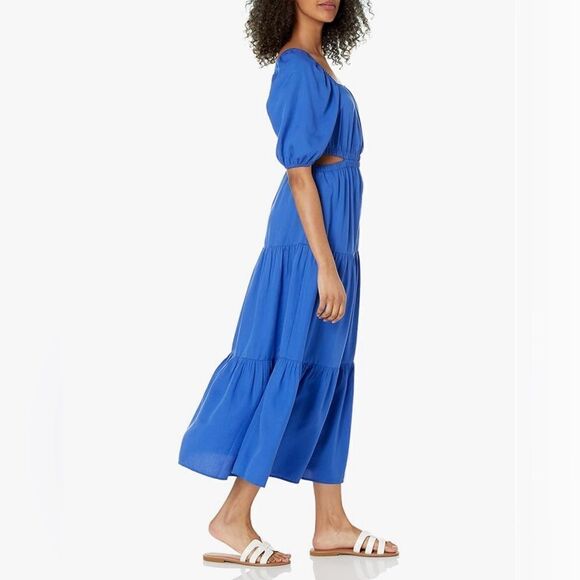 The Drop Anaya Maxi Dress | Square Neck, Cut-Out, Tiered, 3X, Dazzling Blue - Picture 3 of 13